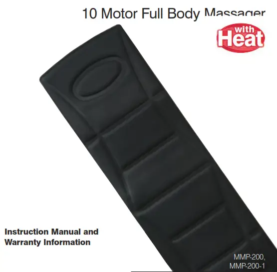 Homedics MMP-200TLA 10 Motor Full Body Massager with Heat Instruction - body massanger