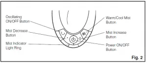 Homedics UHE-OW14 Cool and Warm Mist Oscillating Ultrasonic Humidifier Instruction Manual and Warranty Information