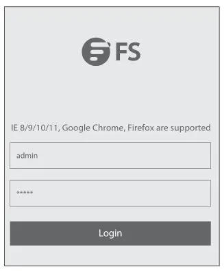 FS Managed L2+ Gigabit PoE+ Switches - enter the default username and password, admin admin.