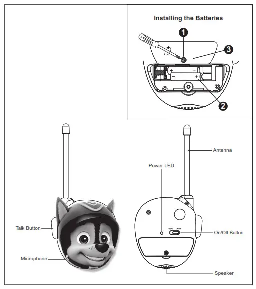 eKids PW 202 Walkie Talkie- Installing the Batteries