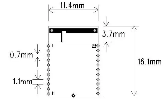 Shen Zhen Dx Smart Technology DX-BT04-E Bluetooth Module- Dimensions