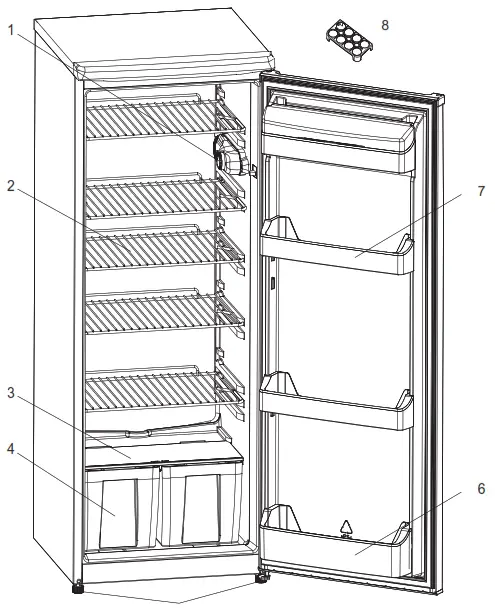 KONCAR H1A 54 250 BFN Refrigerator - COMPARTMENTS