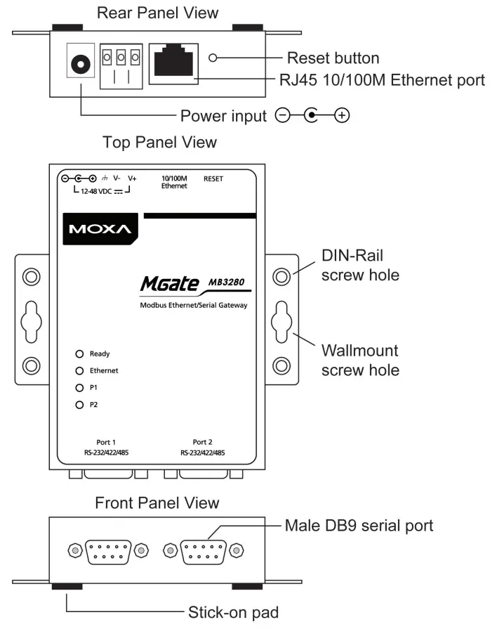 MOXA MGate MB3280 Series 1-2-and 4-Port Standard Serial to Ethernet Modbus Gateways -