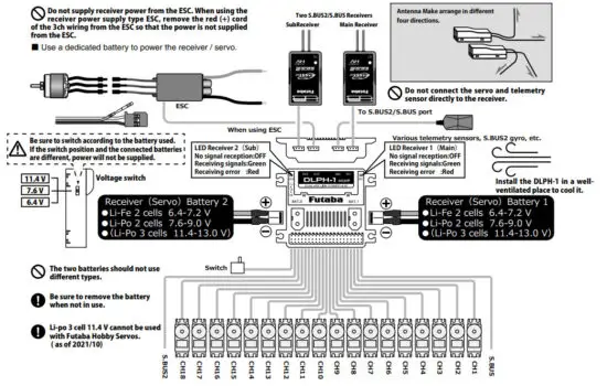 Futaba DLPH 1 Dual RX Link Power Hub - how to use wiring