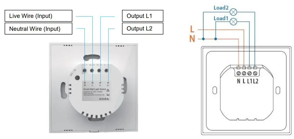 Air Live SA-105 Dual Relay Touch Wall Switch User Manual - Connection diagram of SA-105