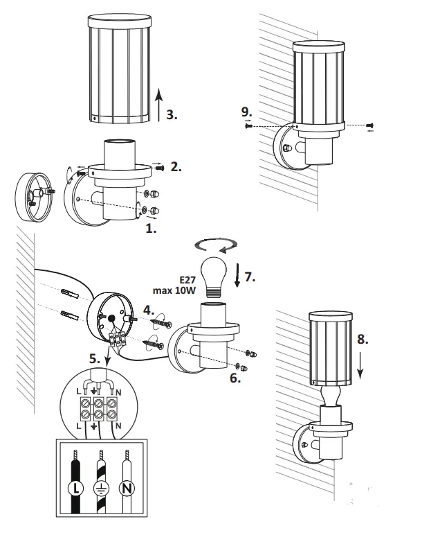 POLUX E27 Outside Wall Light Fiord-2