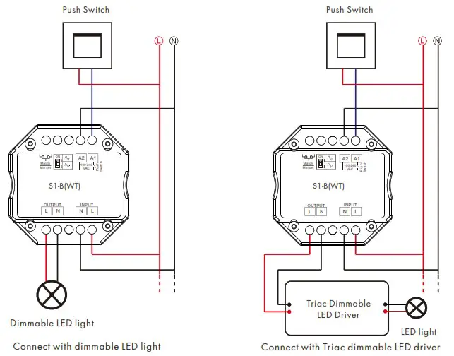 RoHS S1-BWT WiFi &amp RF AC Triac Dimmer - Wiring diagram