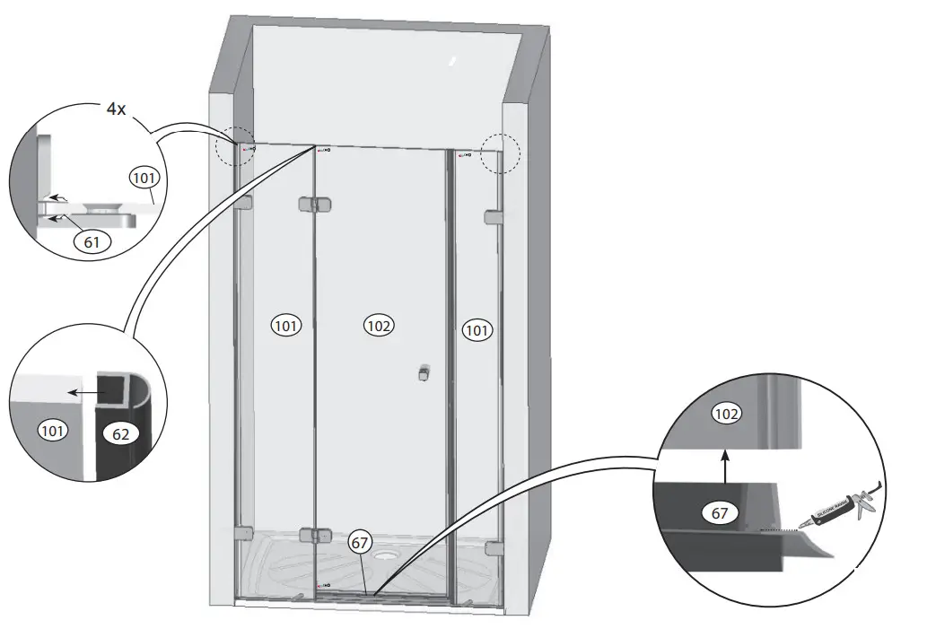 RAVAK BSD3 RILLIANT Shower Door - Figure 12