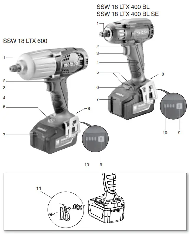 metabo SSW 18 LTX 400 BL SE Cordless Impact Wrench - Figure 1