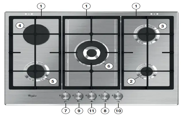 Whirlpool GMA 7522 Burner Gas Hob 5