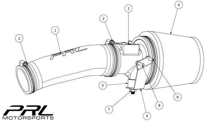PRL MOTORSPORTS 2016 2021 Honda Civic 1 5T Short Ram Air Intake Race - overview