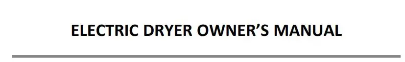 Whirlpool Electric Dryer Owner’s Manual
