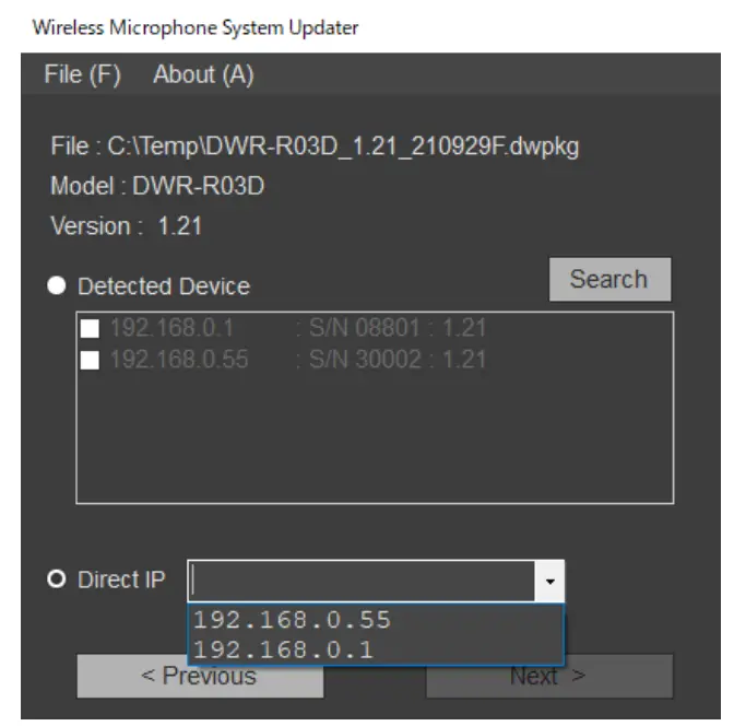 When a message is displayed after an unsuccessful update