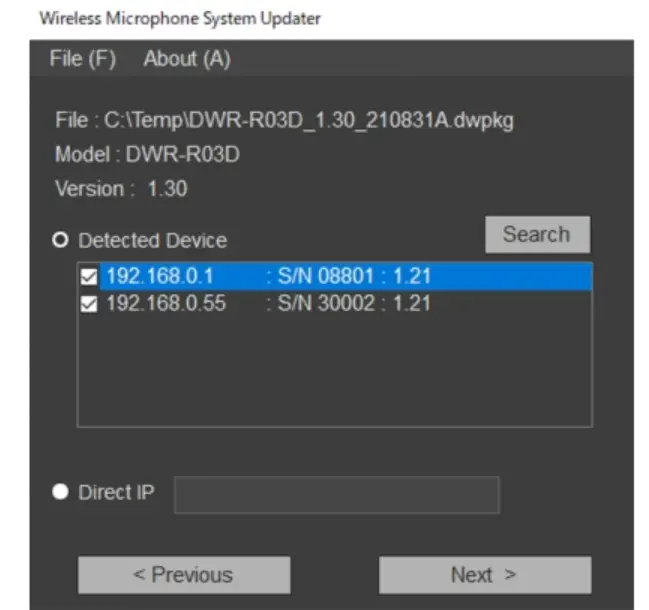 SONY Wireless Microphone System Updater