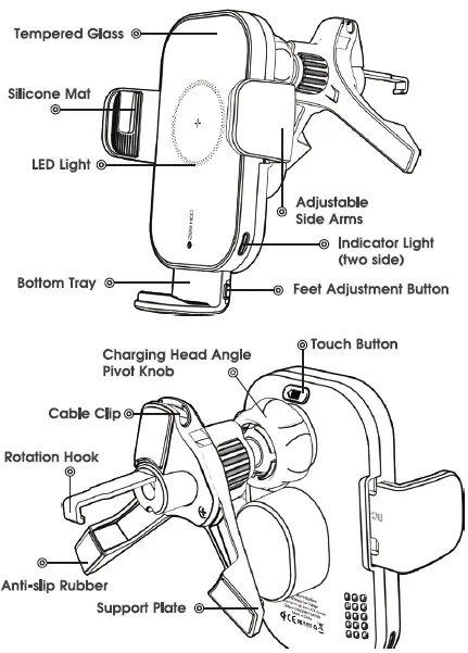 ZeeHoo PowerDrive BC-10 Fast Wireless Car Charger 1
