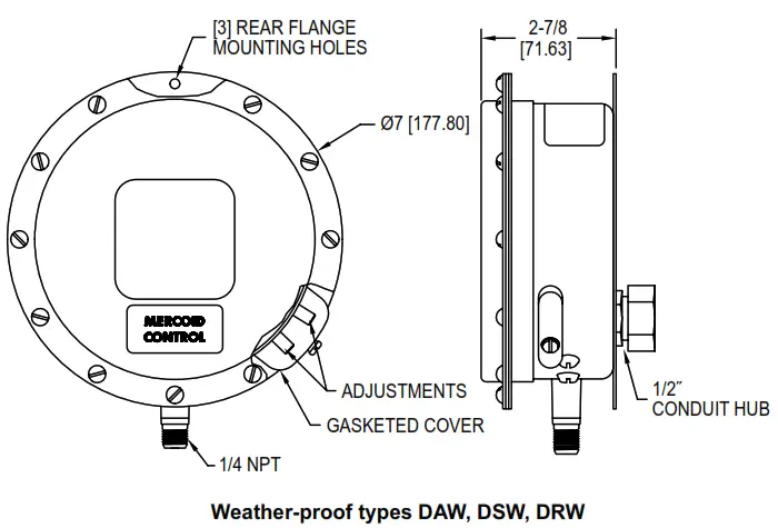 Mercoid DA DS-7000 Bourdon Tube Pressure Switches - switches
