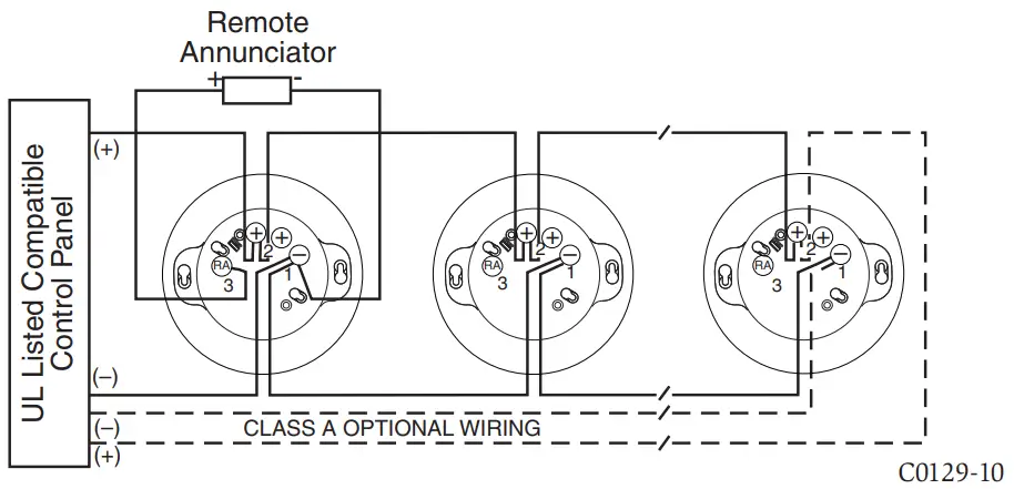 SYSTEM SENSOR 2351BR Intelligent Photoelectric Smoke Sensor with Remote - WIRING DIAGRAM