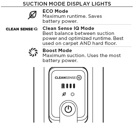 SUCTION POWER MODES