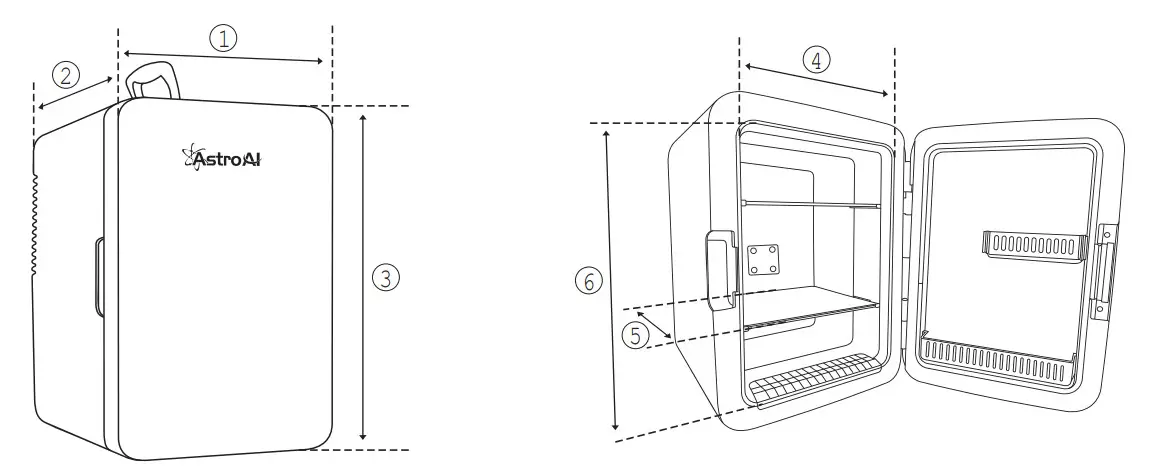 AstroAI ASIM10NB 10L Mini Fridge - size