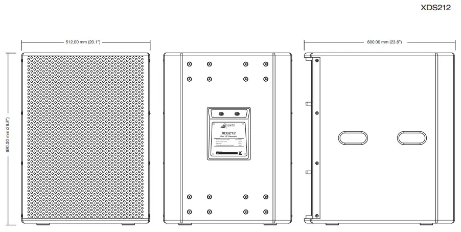 AUSTRALIAN MONITOR XDS212 Full Range Passive Loudspeaker - DIMENSIONS