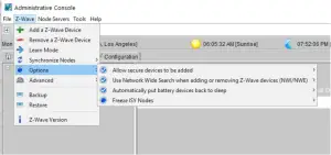 Z-Wave Top Level Menu