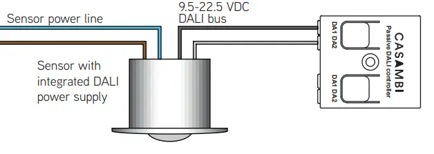 CASAMBI CBU-DCS Bluetooth Controllable DALI Controller Installation Guide - Wiring diagram, sensor