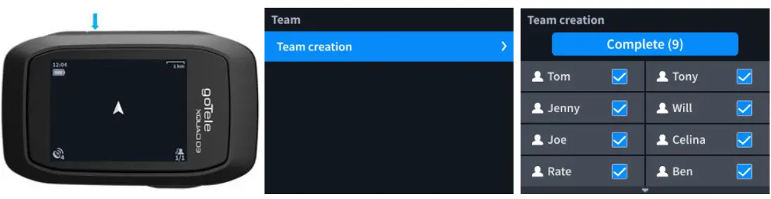 goTele XQUAD 03 GPS Tracker - Team creation 1
