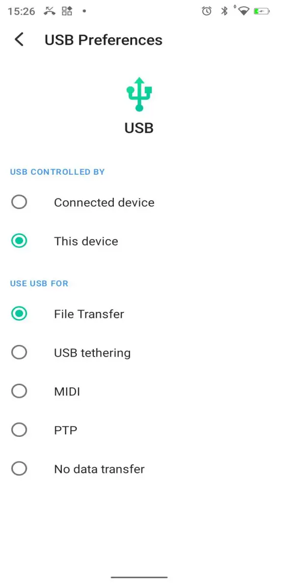 USB Preferences Interface