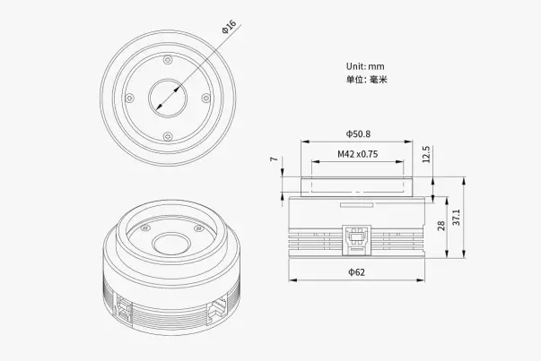 ZWO ASI678MC 12 Bit CMOS Color Camera - dimension
