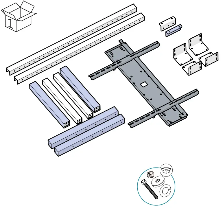 traulux SMI FLEX Fixed Height Wall to Floor Stand - CONTENTS