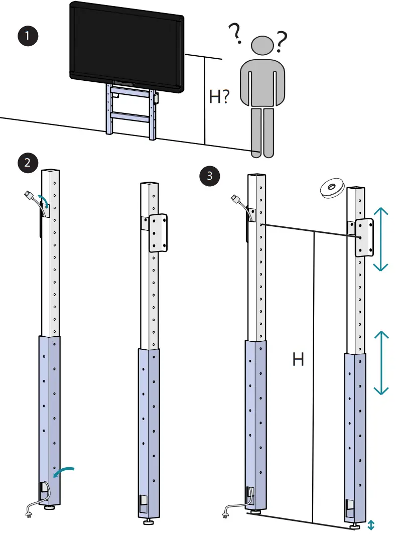 traulux SMI FLEX Fixed Height Wall to Floor Stand - fig 3