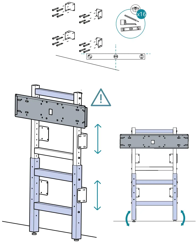 traulux SMI FLEX Fixed Height Wall to Floor Stand - fig 5