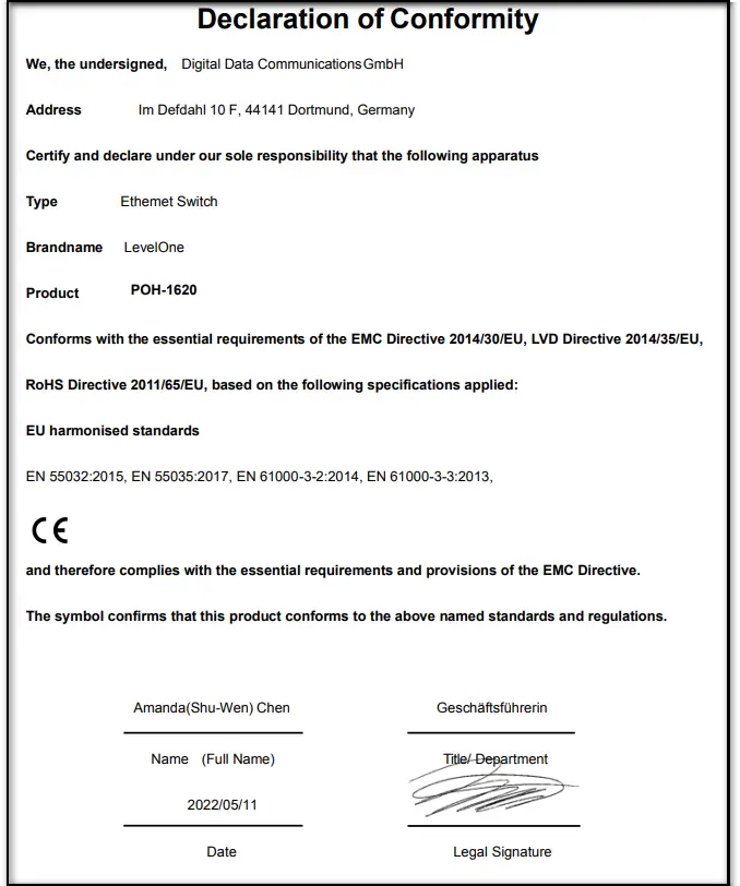 level one POH-1620 16-Port PoE injectors - sambol 1