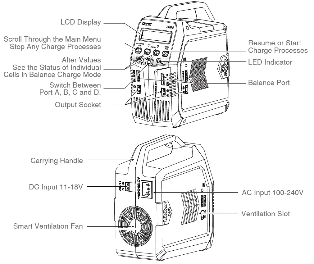 SKYRC T400Q AC DC Quattro Balance Charger Discharger 1