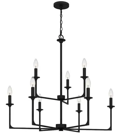 QUOIZEL PRC5026MBK 5 Light 26 inch Matte Black Chandelier Ceiling Light