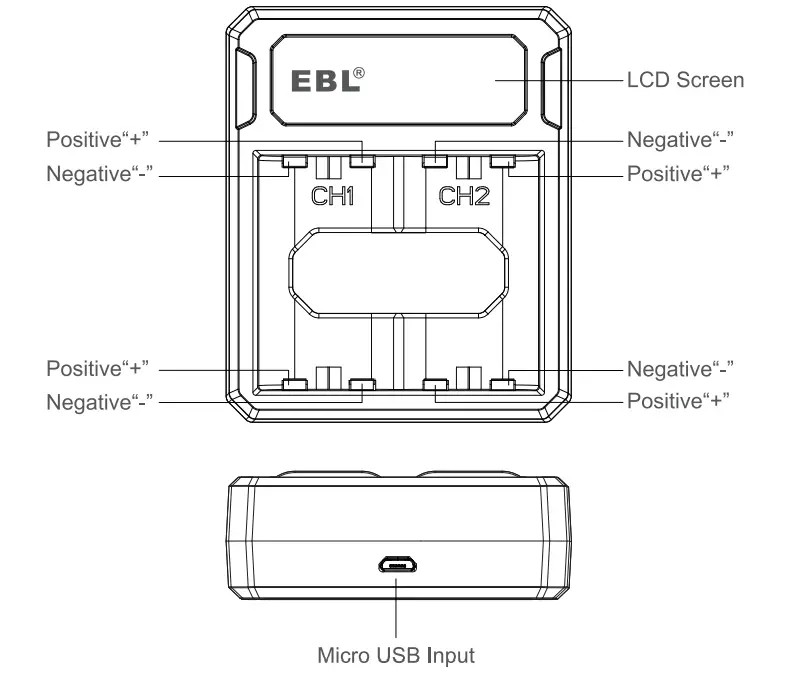 EBL TB-6521 Professional Care on Batteries and Charger - parts