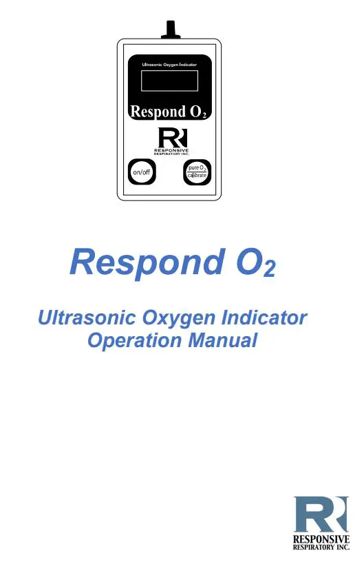 RR Ultrasonic Oxygen Indicator User Manual