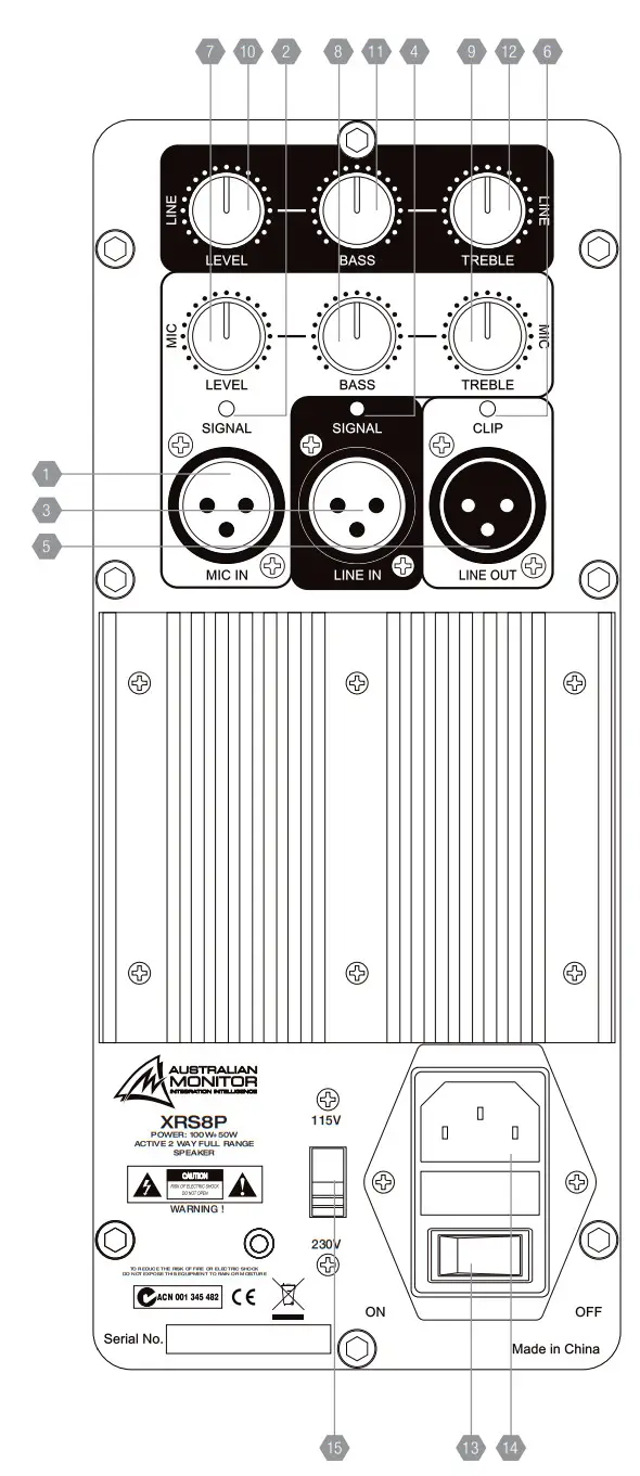 AUSTRALIAN MONITOR XRS8P Passive Powered and Outdoor Loudspeaker - Powered Version