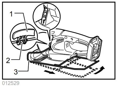 makita DUM166 160mm Cordless Grass Shear - Adjusting the shearing height 5
