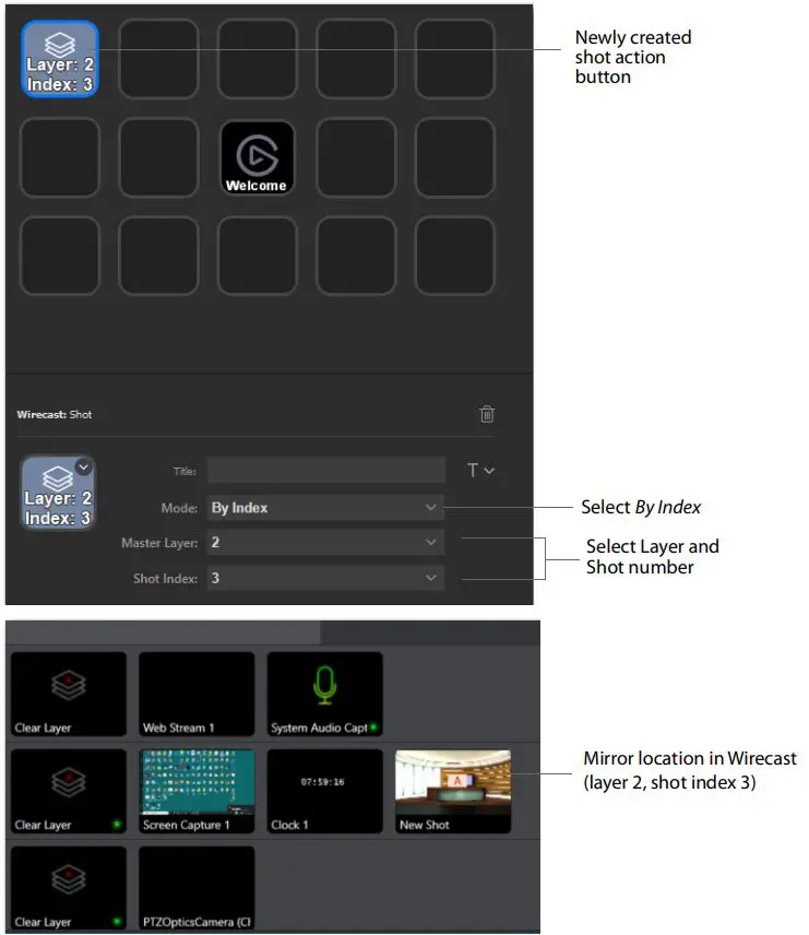 Telestream Wirecast Plugin for Stream Deck User Guide - By Index