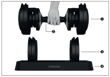PROZIS 1304 PowerMove Adjustable Dumbbell fig 2