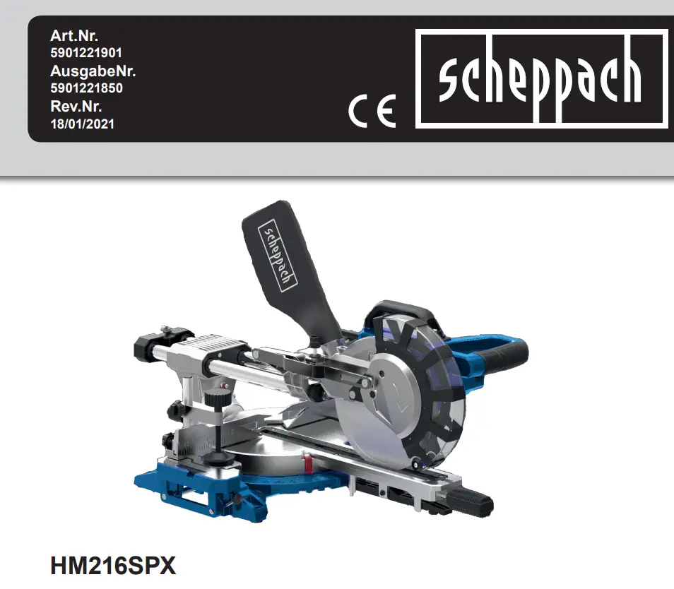 scheppach HM216SPX Slide Compound Mitre Saw Instruction Manual