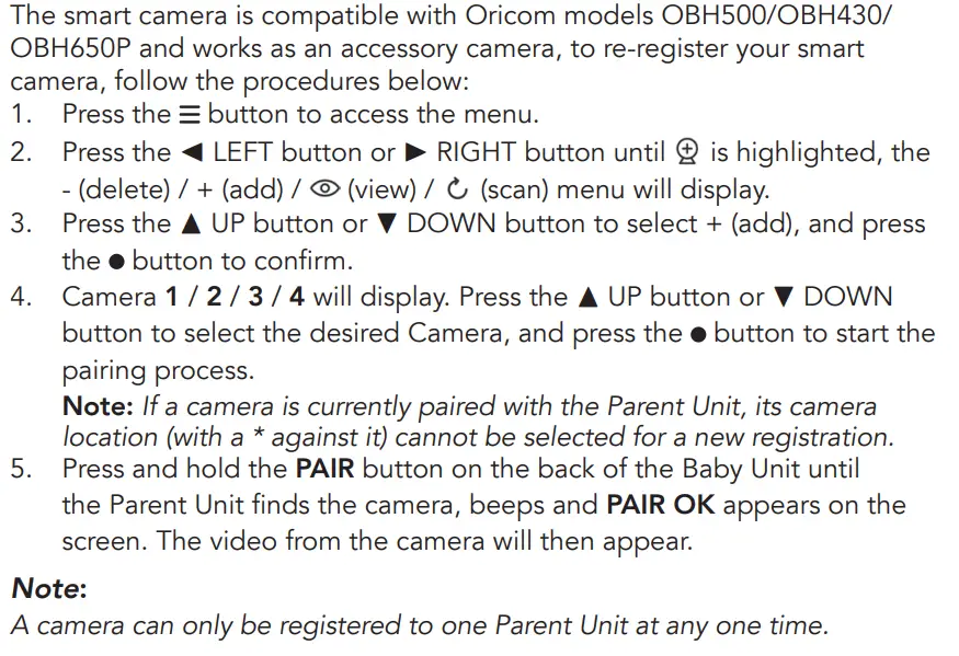 oricom OBHFCU HD Smart Camera with Remote Access User Guide - Registration