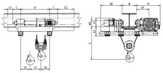HARRINGTON RH Electric Wire Rope Hoists - DIMENSIONS 2
