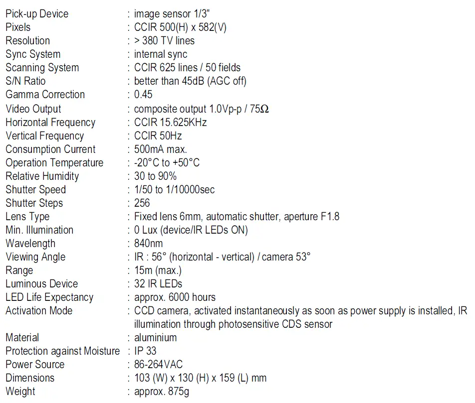 velleman -CAMZWIRP- Camera -with -IR -Illumination -4