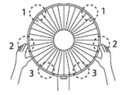 DImplex Whisper 3 in 1 Fan Instruction Manual - Press guards sequentially with both hands
