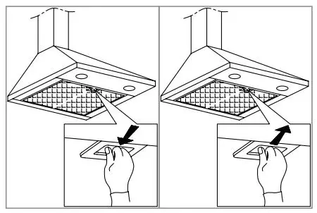 INVENTUM AKP6000ZWA Wall Chimney Hood Instruction Manual - REMOVING THE GREASE FILTER