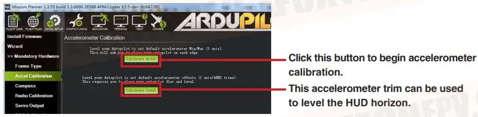 FOXTECH AYK-350 VTOL - Calibrate the Accelerometer