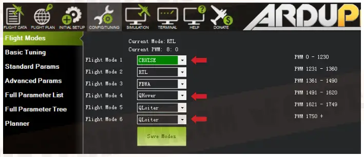 FOXTECH AYK-350 VTOL - Check Flight Modes