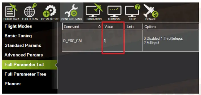 FOXTECH AYK-350 VTOL - ESC Calibration in Multirotor Mode